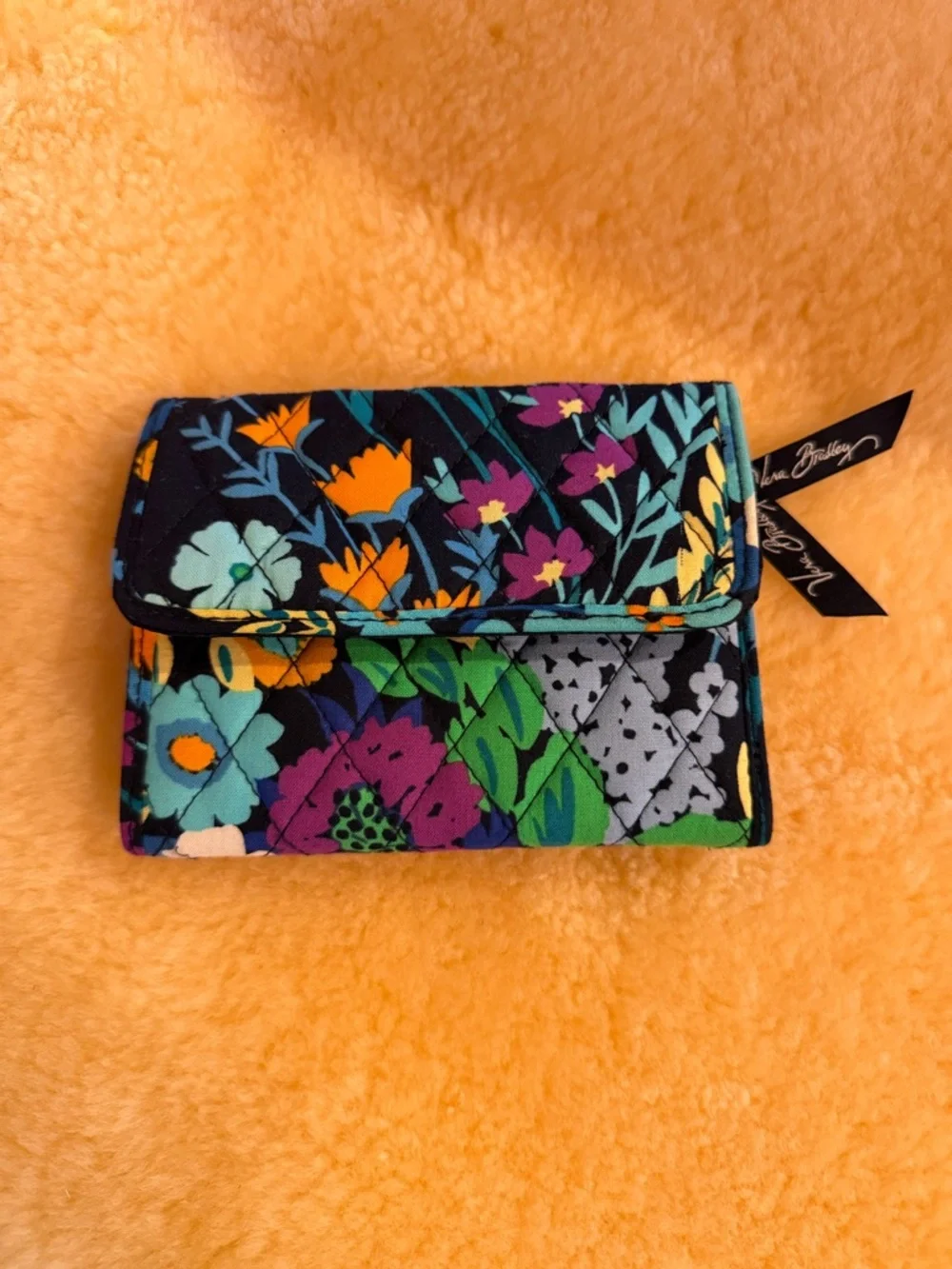 Vera Bradley Trifold Wallet Midnight Blues Small Quilted Organizer Brand New